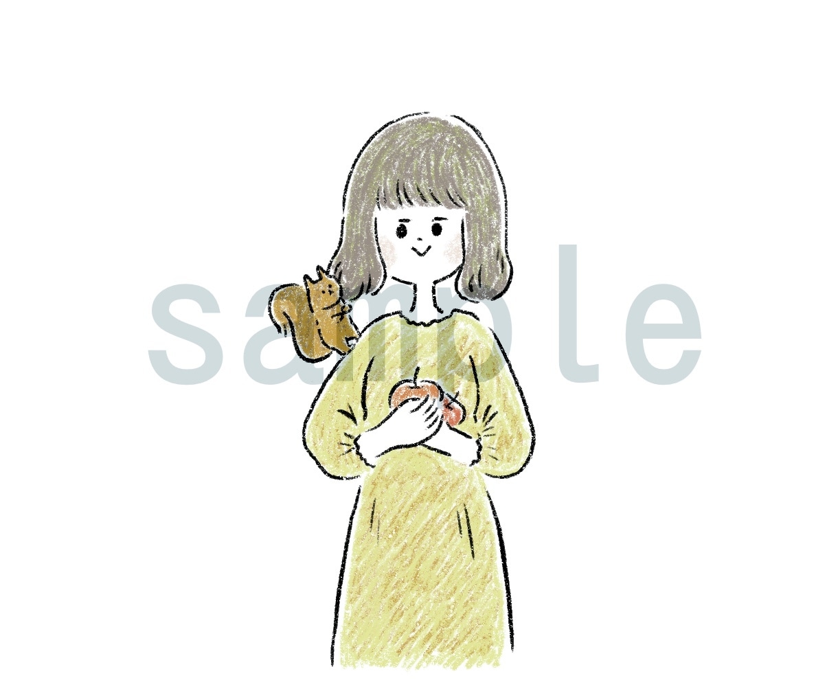 スケッチ風ゆるイラストお描きします 少し大人っぽいかわいいナチュラル系のあたたかい絵をどうぞ イメージ3
