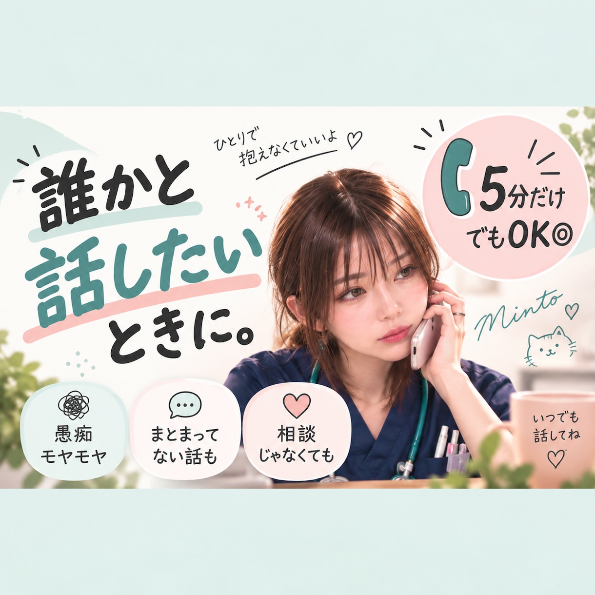 今ちょっと話したい◎愚痴や本音を電話で聞きます 5分だけでも大丈夫◎話がまとまってなくてもOK イメージ1