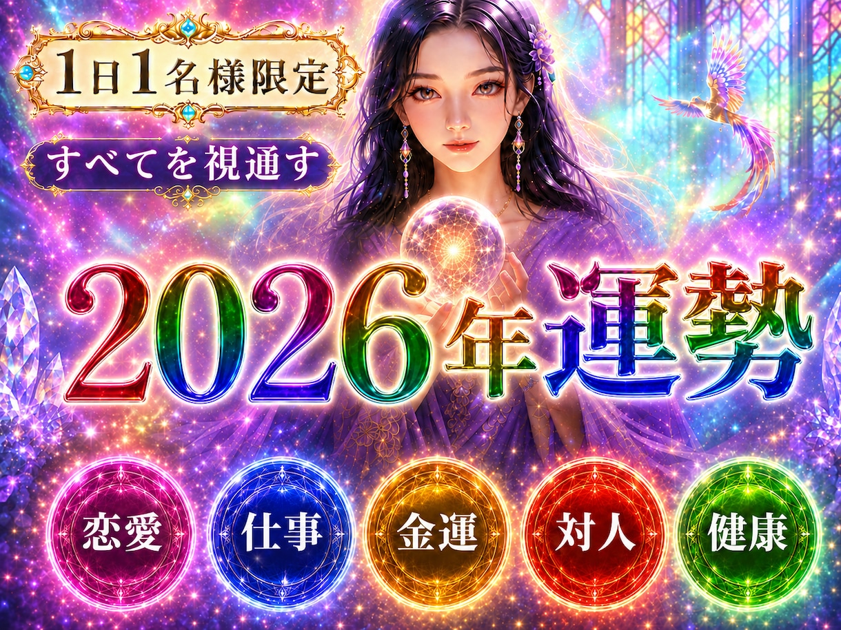 2026年限定【下半期運勢】1万文字で占います 色彩霊視で恋愛·仕事·金運、あなたの2026年下半期を視ます イメージ1