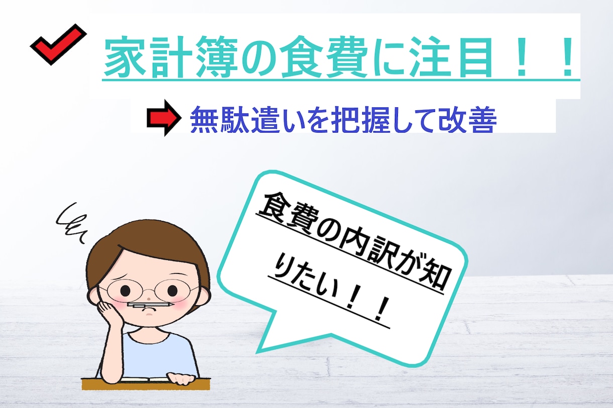 家計簿の支出改善に♪食費の詳細入力・分析します 食費の内訳をデータ化→見直し・改善してみませんか？ イメージ1