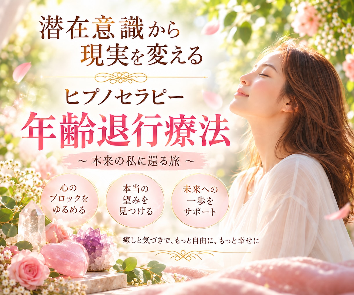 ヒプノセラピーのセッションで年齢退行療法をします 忘れていた心の声に耳を傾け、自分自身と向き合う時間 イメージ1
