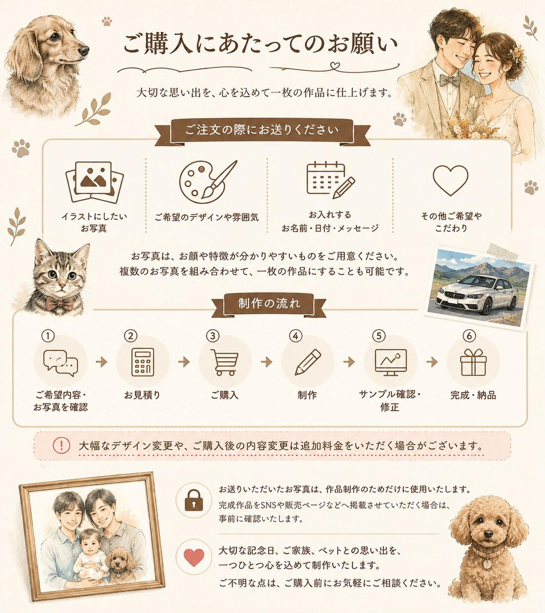 記念日や愛犬等のイラスト描きます 世界に一つだけのロゴ、絵画、イラストを！ イメージ2