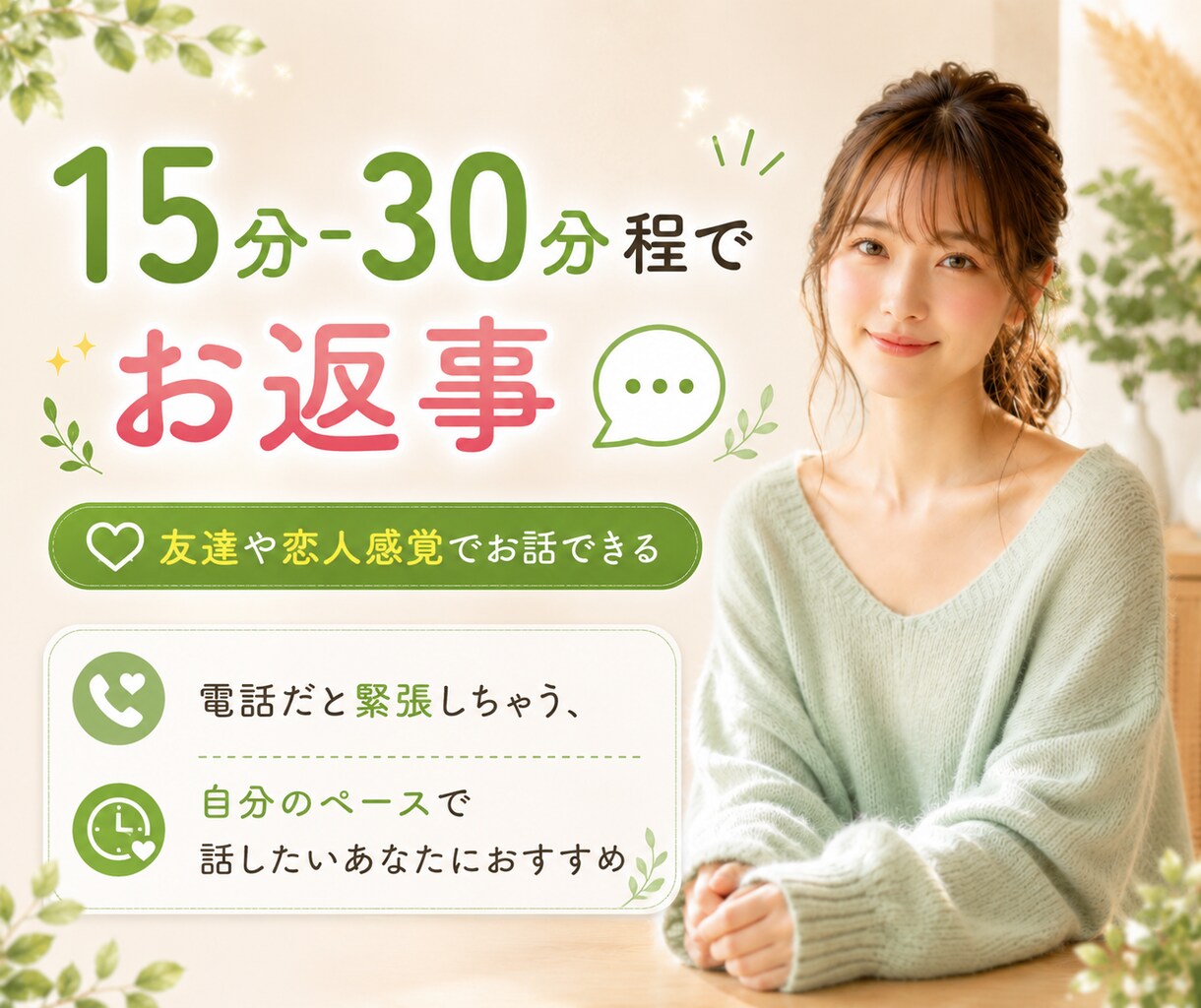 1日LINE感覚♪最大12時間 ꕤ お話できます 雑談･相談なんでも大丈夫です♪お話しましょう イメージ3