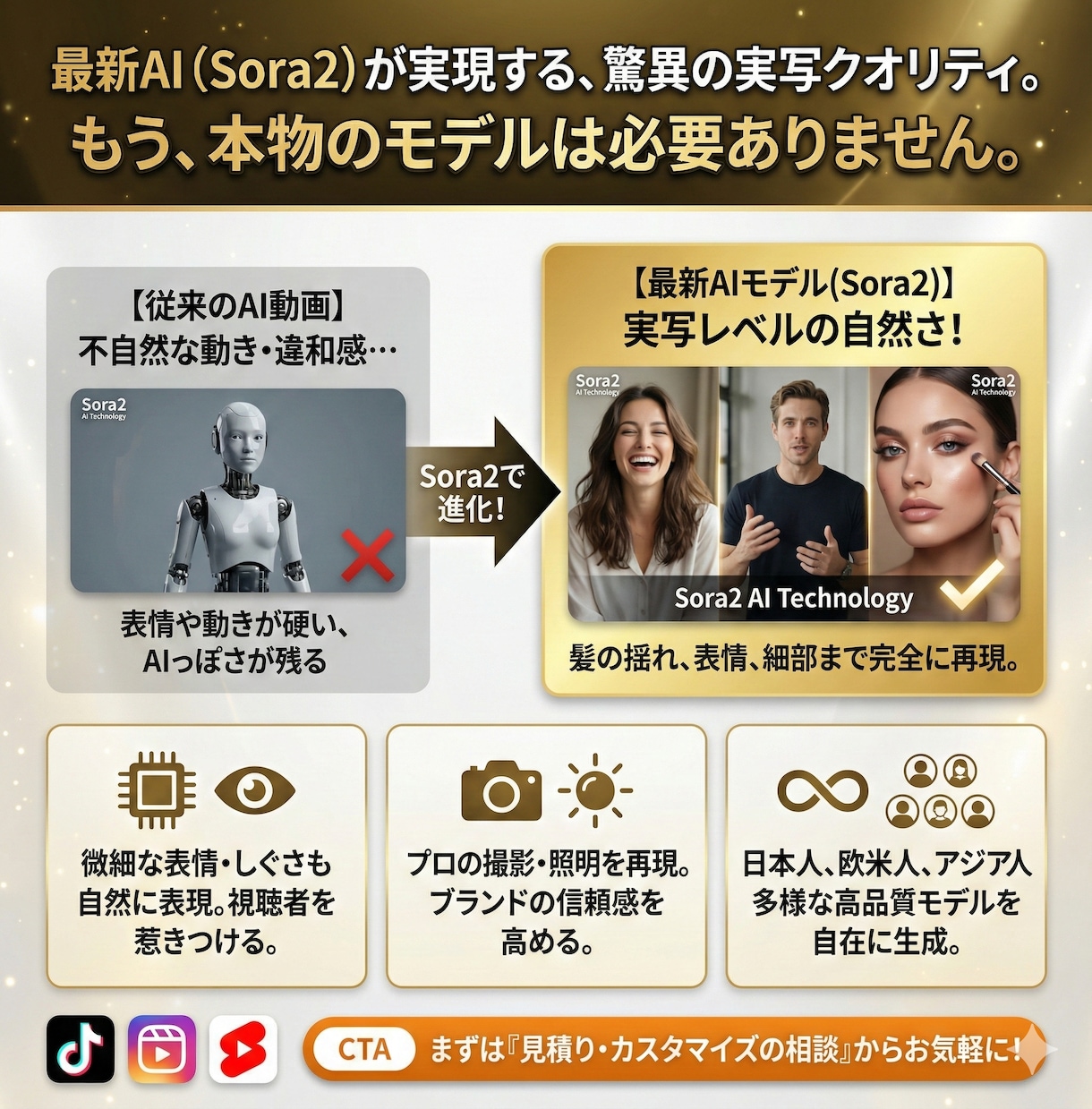 実写級のAIモデルUGC広告動画を制作します 自撮りがプロの広告動画に！商用OK・修正自在のAI素材制作 イメージ14