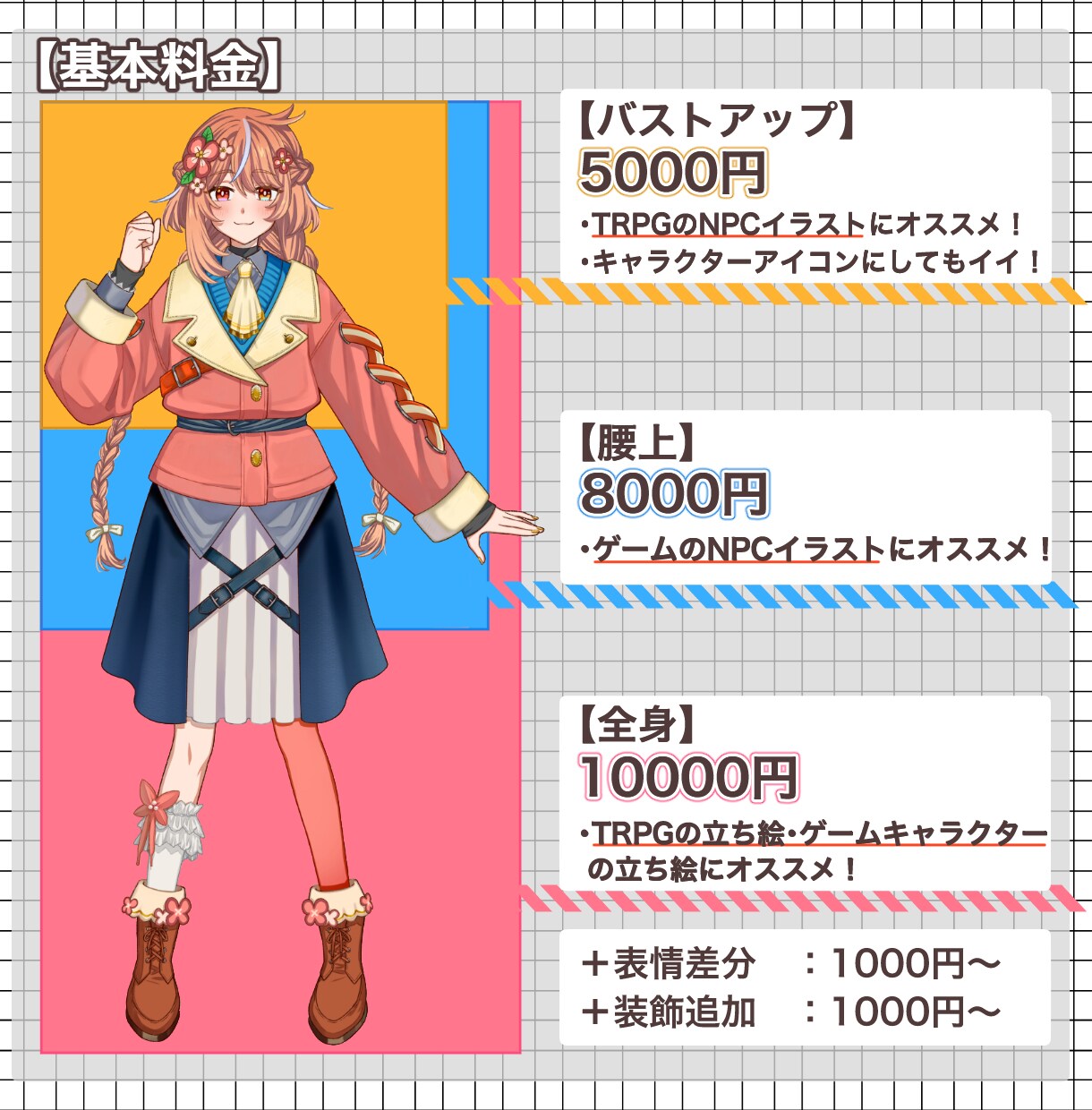 キャラクターの立ち絵描きます TRPG、ゲームのNPCなど、キャラクター立ち絵を制作します イメージ2