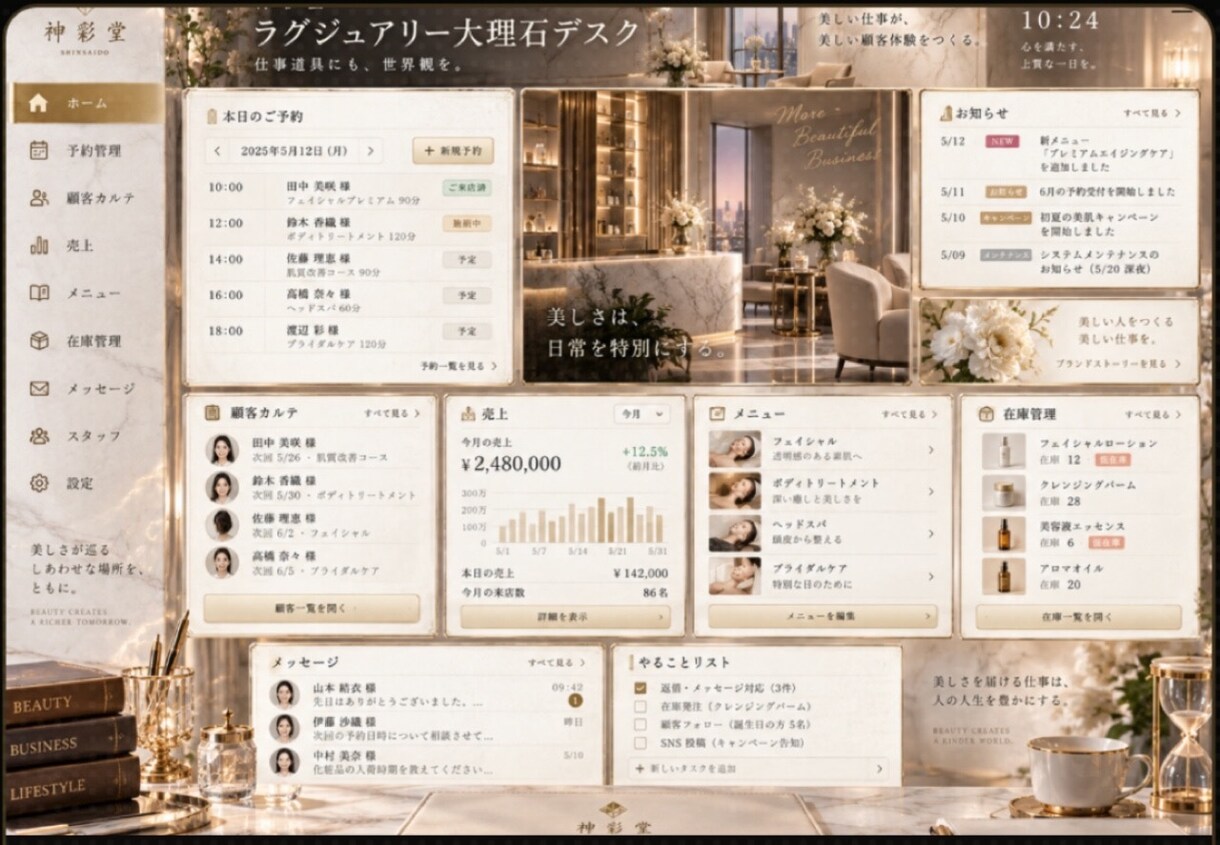 世界観を選べるWeb執務室を制作します 和モダン・大理石・高級ガレージをあなた仕様に イメージ3