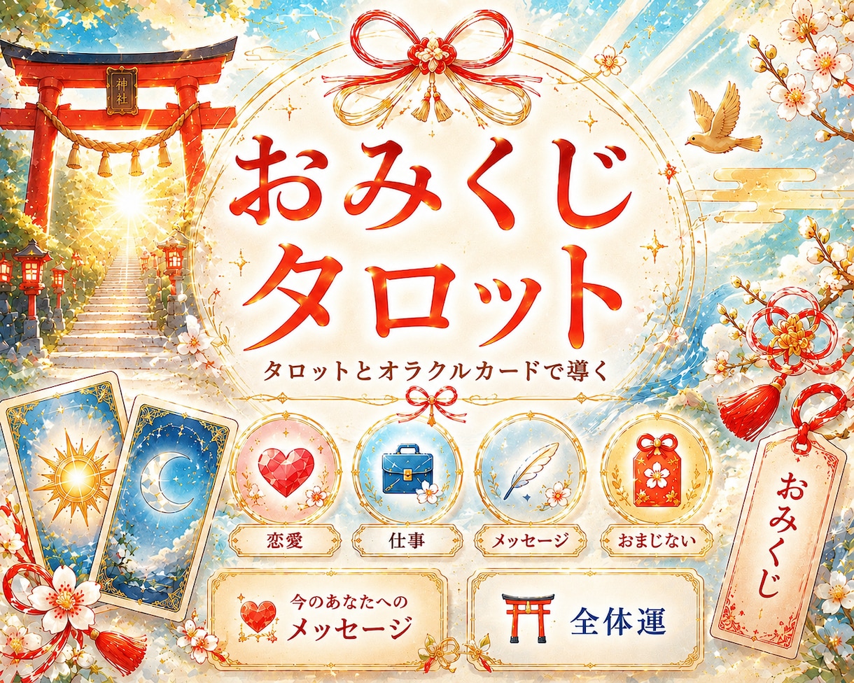 おみくじタロット✨️恋愛・仕事・全体運を占います アドバイス・おまじない︙タロット×オラクル︙2026 イメージ1