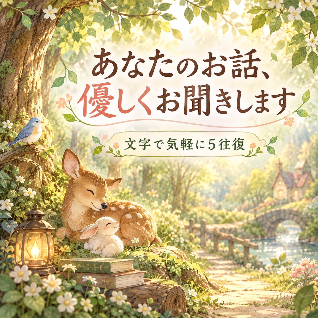 あなたの何気ないお話を優しくお聞きします 木漏れ日のような穏やかな時間を♪文字でゆっくり5往復 イメージ1