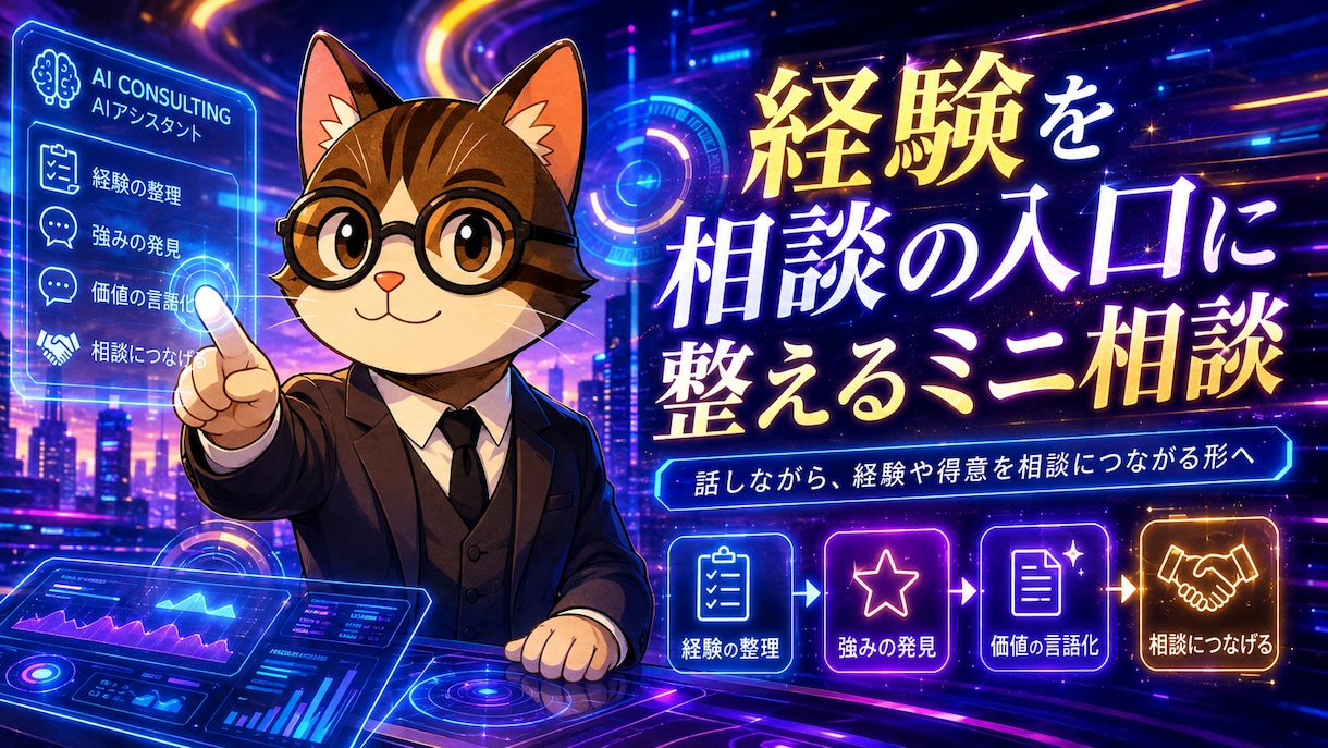 経験を相談の入口に整えるミニ相談をします note・SNS・プロフィールを相談につながる言葉に整えます イメージ1
