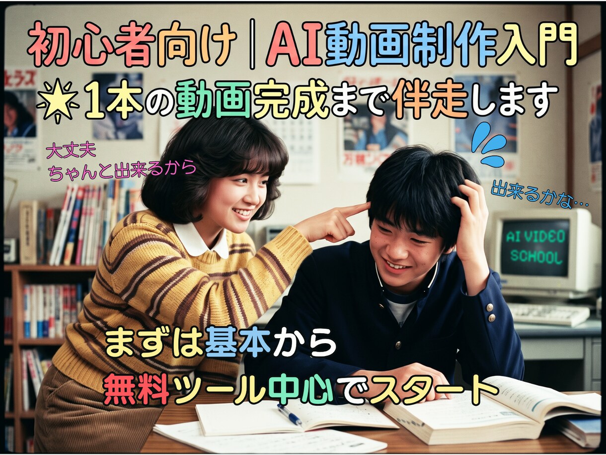 初心者向け｜AI動画を1本完成まで伴走します まずは無料ツール中心で動画制作入門 イメージ1