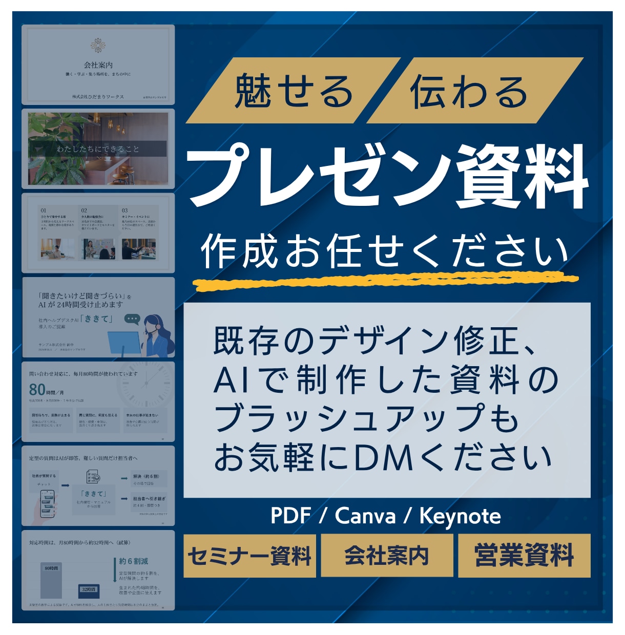 セミナー・講座のスライドをCanvaで作ります Macの方へKeynoteでもお渡し｜4枚4,000円〜 イメージ1
