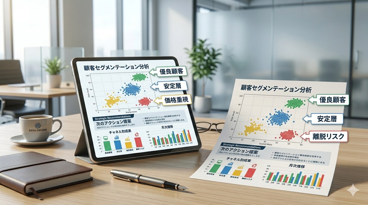 統計的なクラスター分析で顧客タイプ別に可視化します ​勘に頼らない。統計学で「隠れた優良顧客」を特定・分析します イメージ2