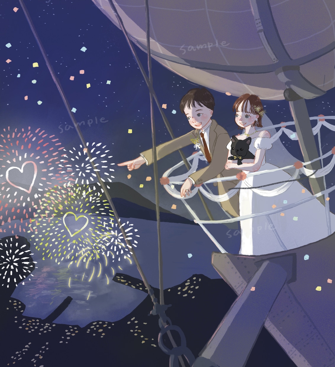 お二人だけのウェルカムボードイラストを描きます ペーパーアイテムや贈り物にも！背景透過可能！クーポン利用可 イメージ5