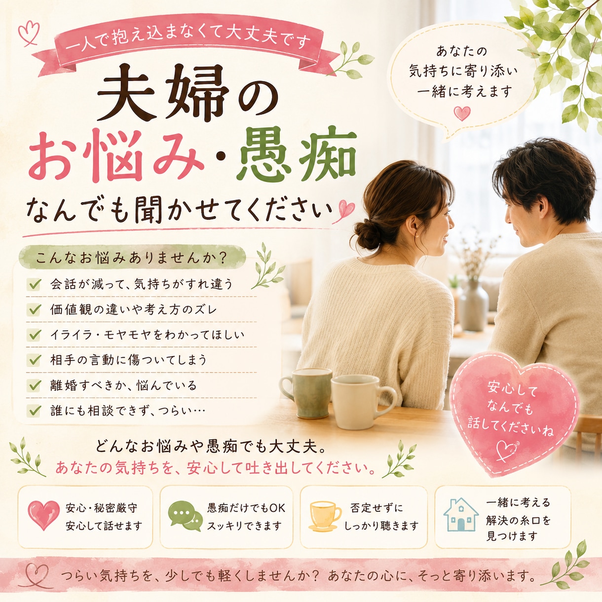 旦那さんへの不満冷めきった夫婦関係その本音聴きます 毎日多くの主婦のリアルな愚痴を聴く現役パートがあなたの味方に イメージ1