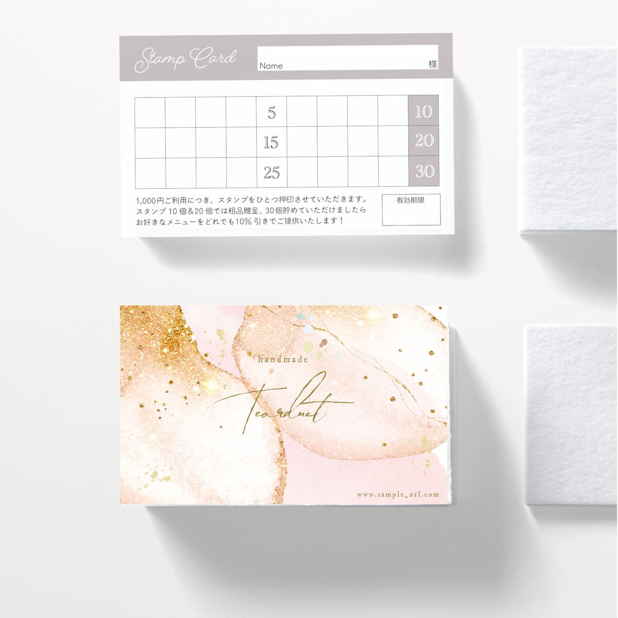 繊細な柄の両面ポイントカード／メニュー表作成します 送料無料で、完成品100枚をお届けします(※データ譲渡なし) イメージ1