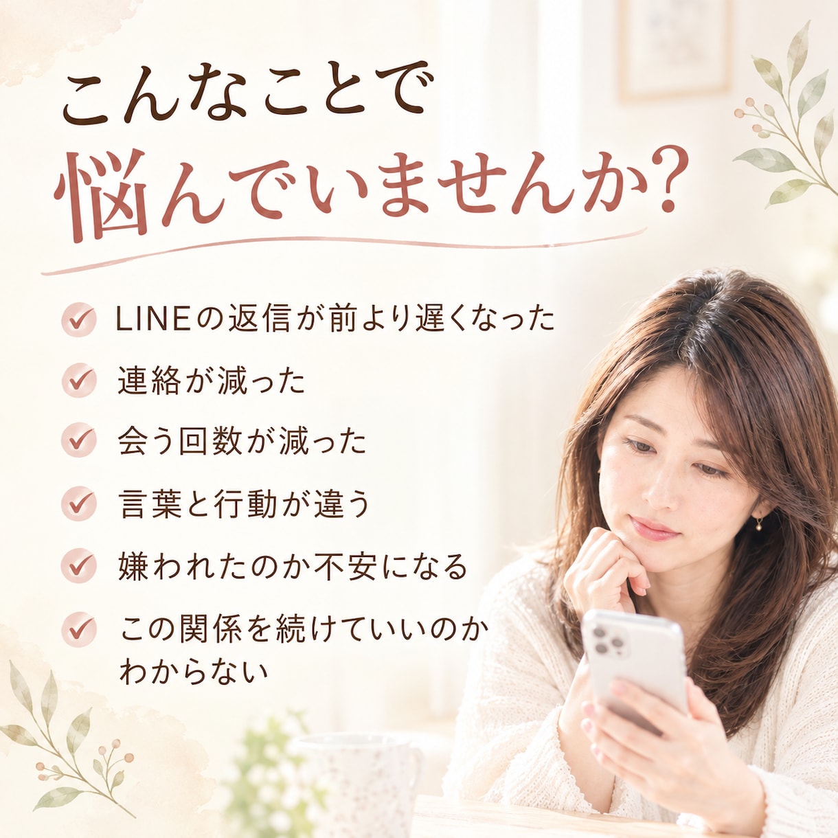 複雑な恋愛の悩みを一緒に整理します 誰にも言えない恋も、安心して話してください イメージ2