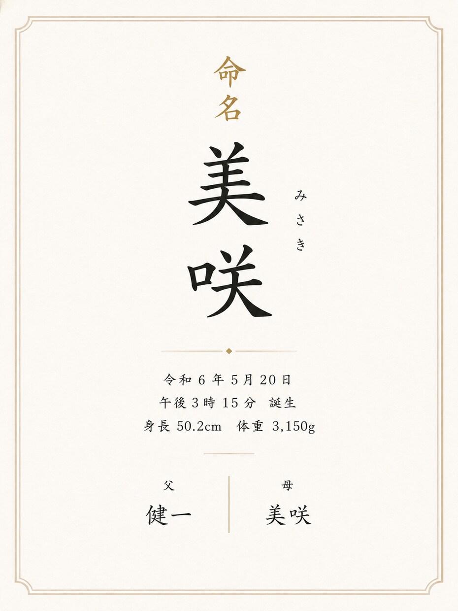 世界にひとつだけのオリジナル命名書を作成します 温かみのある命名書を高画質データでお届けします！ イメージ3