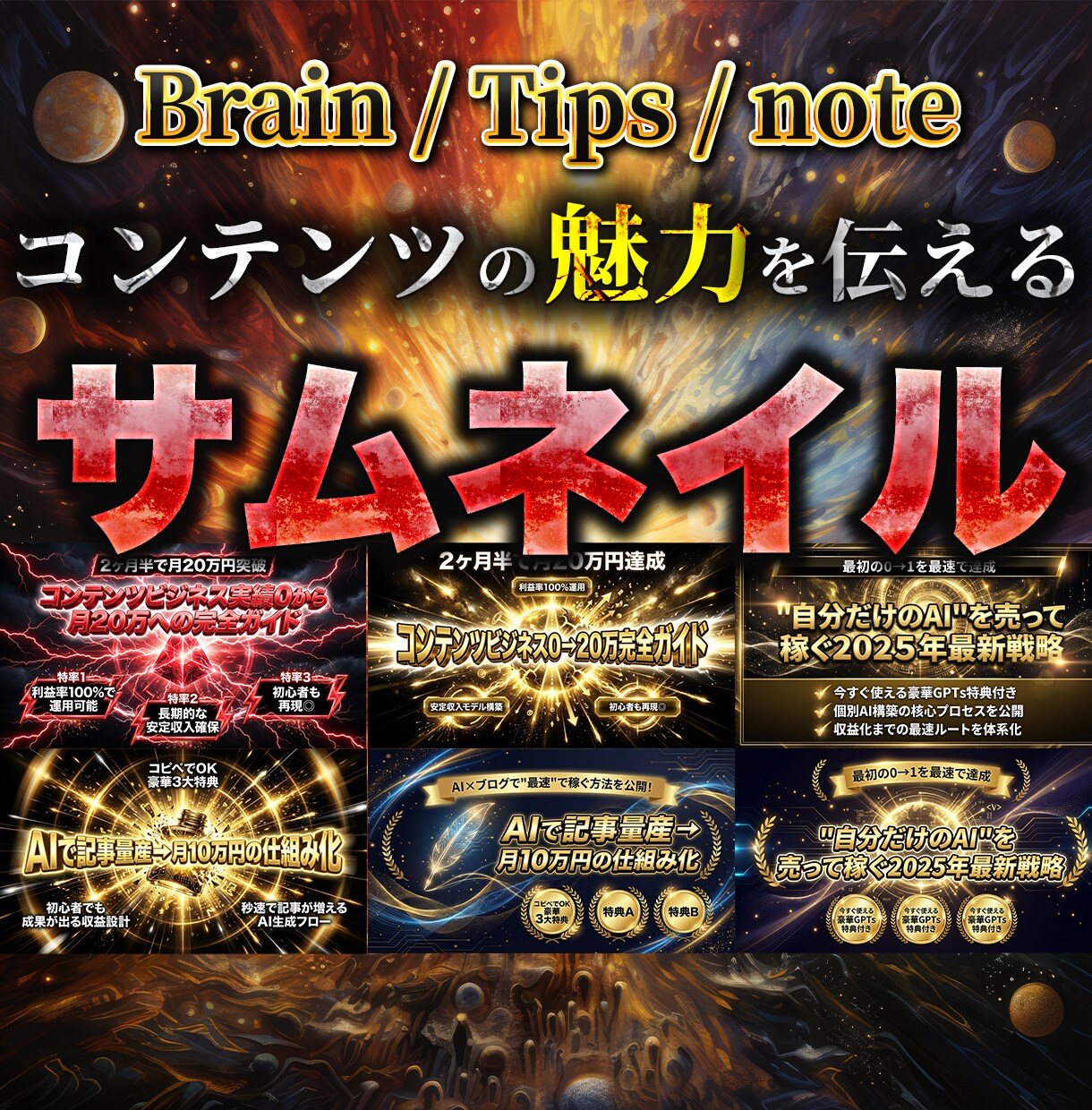 目を引くBrain/noteサムネイル制作します 視認性の高い目を惹くサムネイルを作ります！ イメージ1