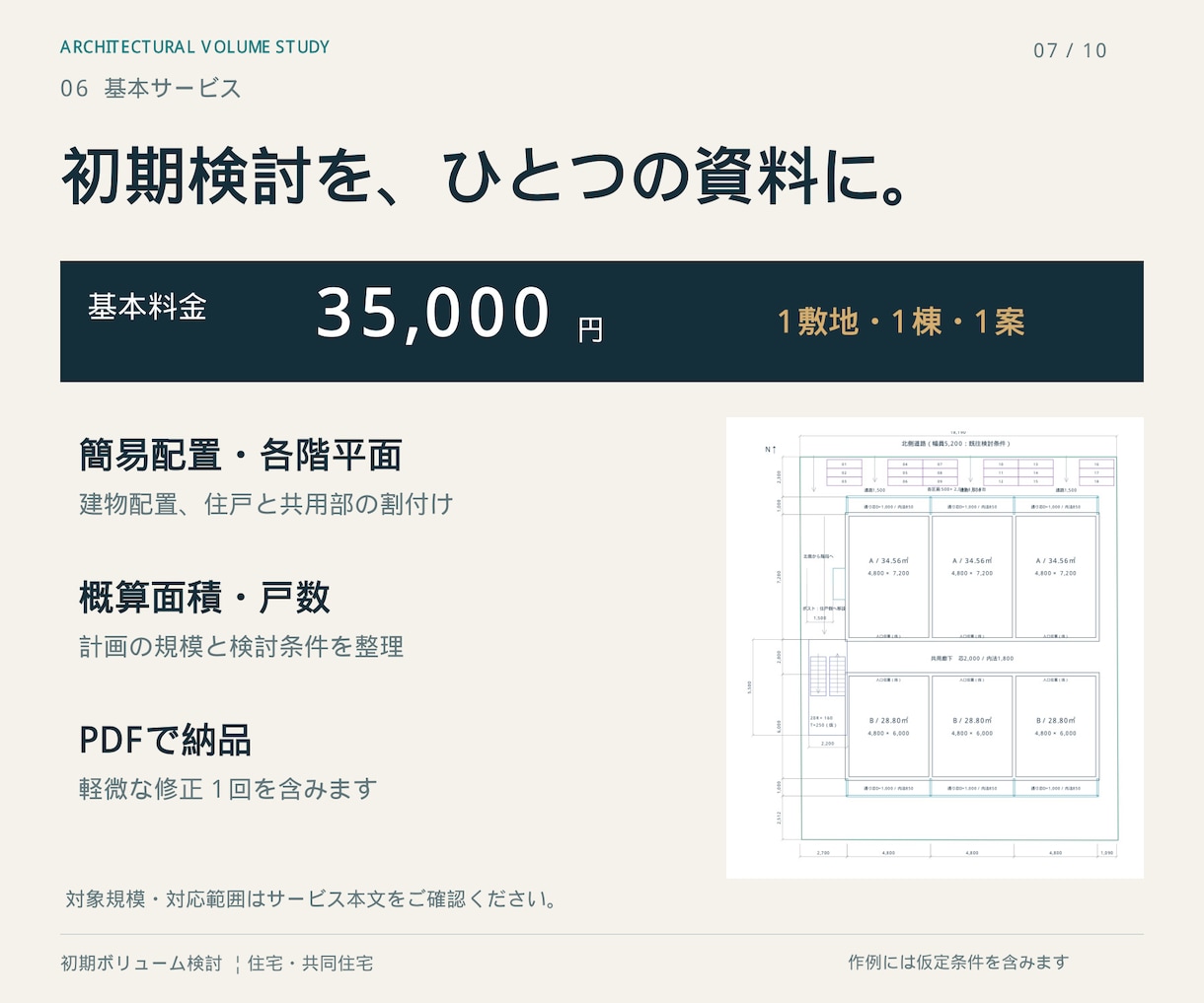 一級建築士が共同住宅の初期ボリュームを検討します 敷地条件から住戸数・面積・配置を整理し、初期判断を支援！ イメージ7