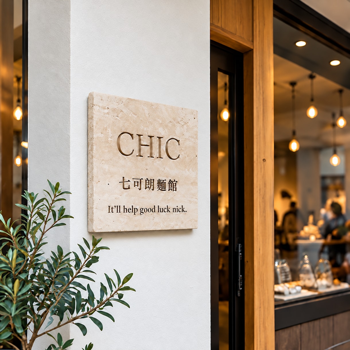 天然石トラバーチンの店舗看板・表札を制作しますます サロン・カフェの開業に。ロゴを刻む上質な石の看板 イメージ2