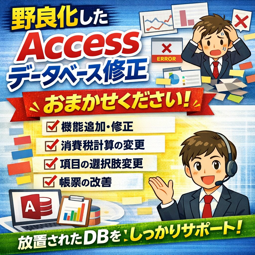 業務で使うAccessを修正・改修します 作成者がいない野良ツールに困っている方へ イメージ1