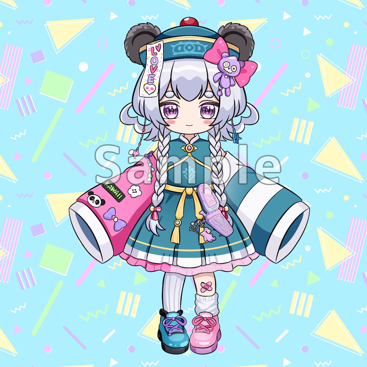 ポップSDキャラ販売します パンダ×キョンシーモチーフの原宿系ポップな女の子です。 イメージ1