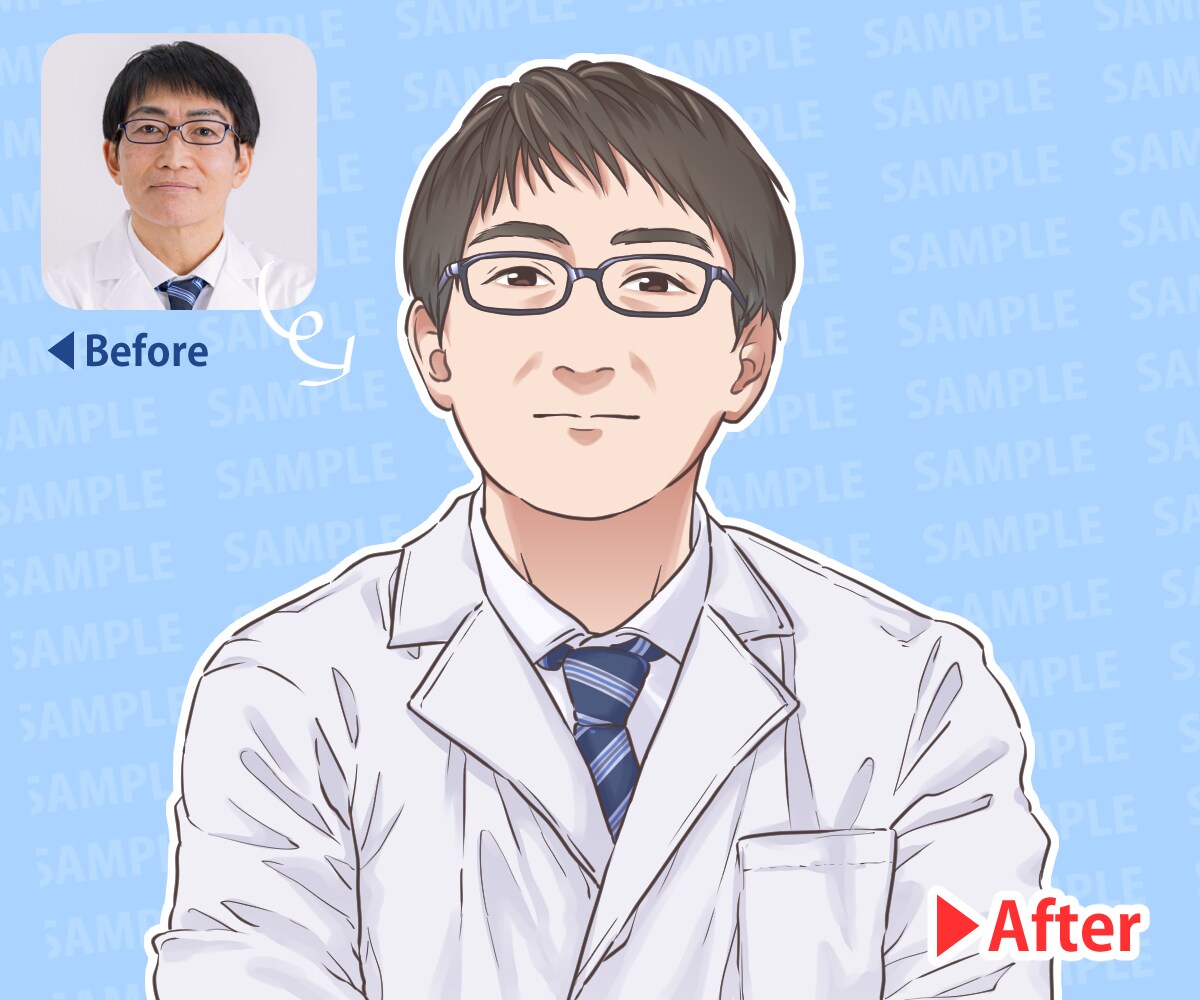 オープン価格◆アニメ調でリアル寄りな似顔絵描きます 商用・二次利用◎清潔感・信頼性が伝わるバランスの取れた似顔絵 イメージ7