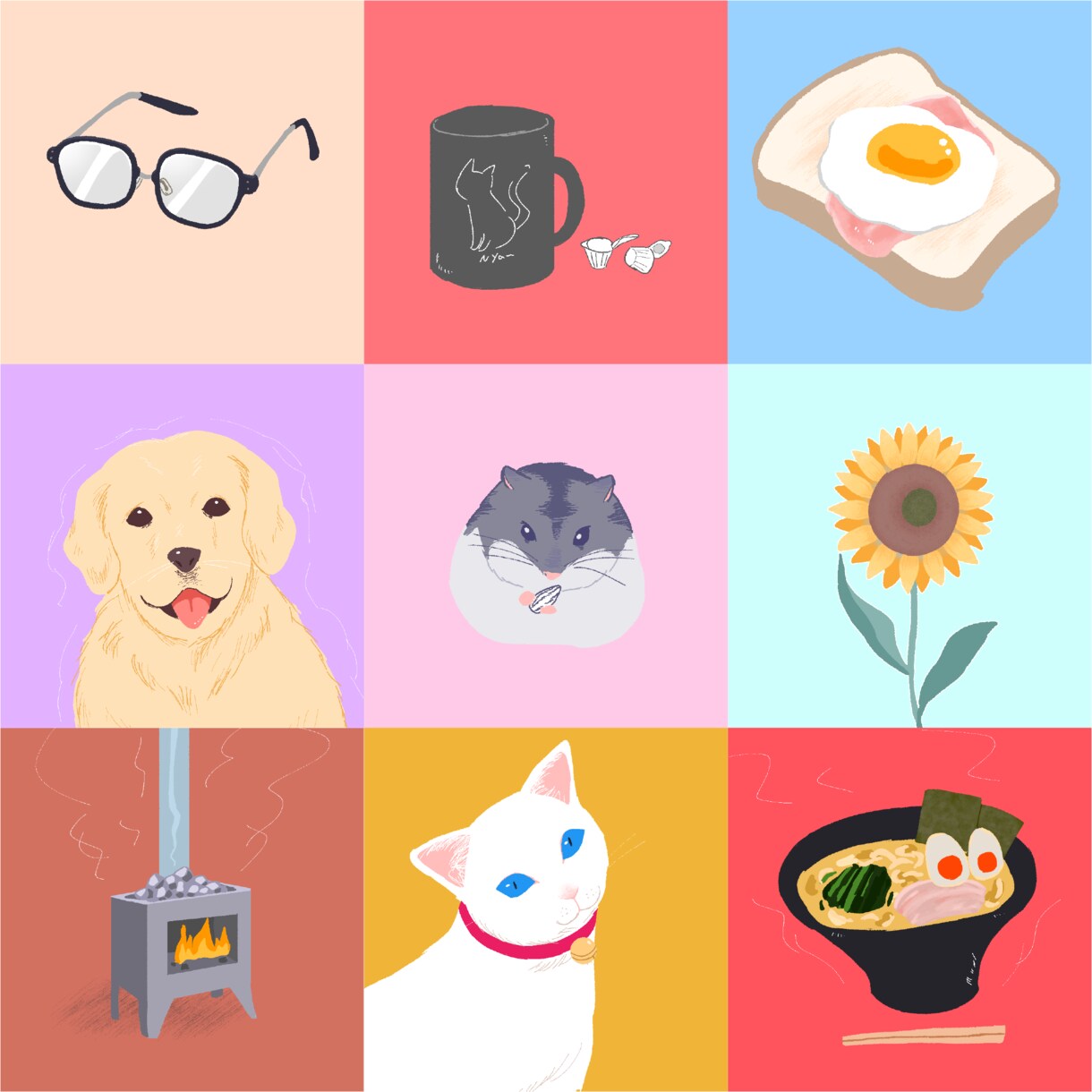 シンプルなオリジナルイラストアイコン描きます 動物・日用品などシンプルなアイコン描きます！ イメージ1