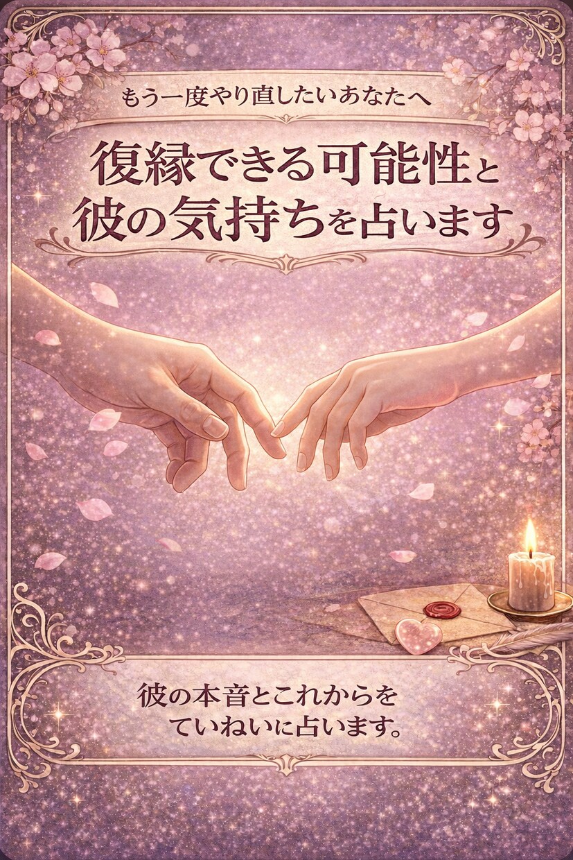 復縁できる可能性と彼の気持ちを占います もう一度やり直せるのか知りたいあなたへ イメージ1