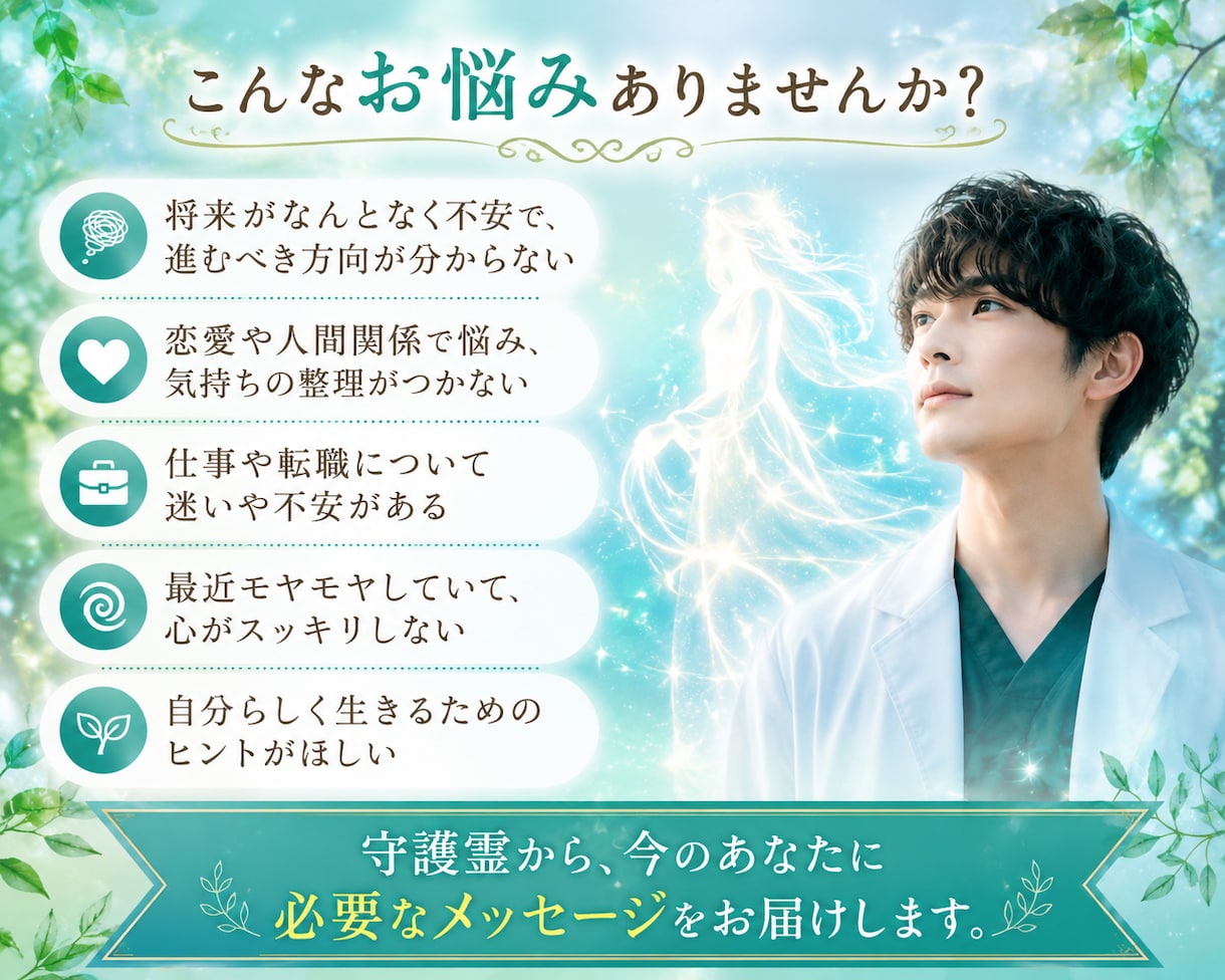 守護霊様のメッセージがあなたの不安を軽くします 今必要な気づきと進むべき方向をお伝えするチャネリングです イメージ2