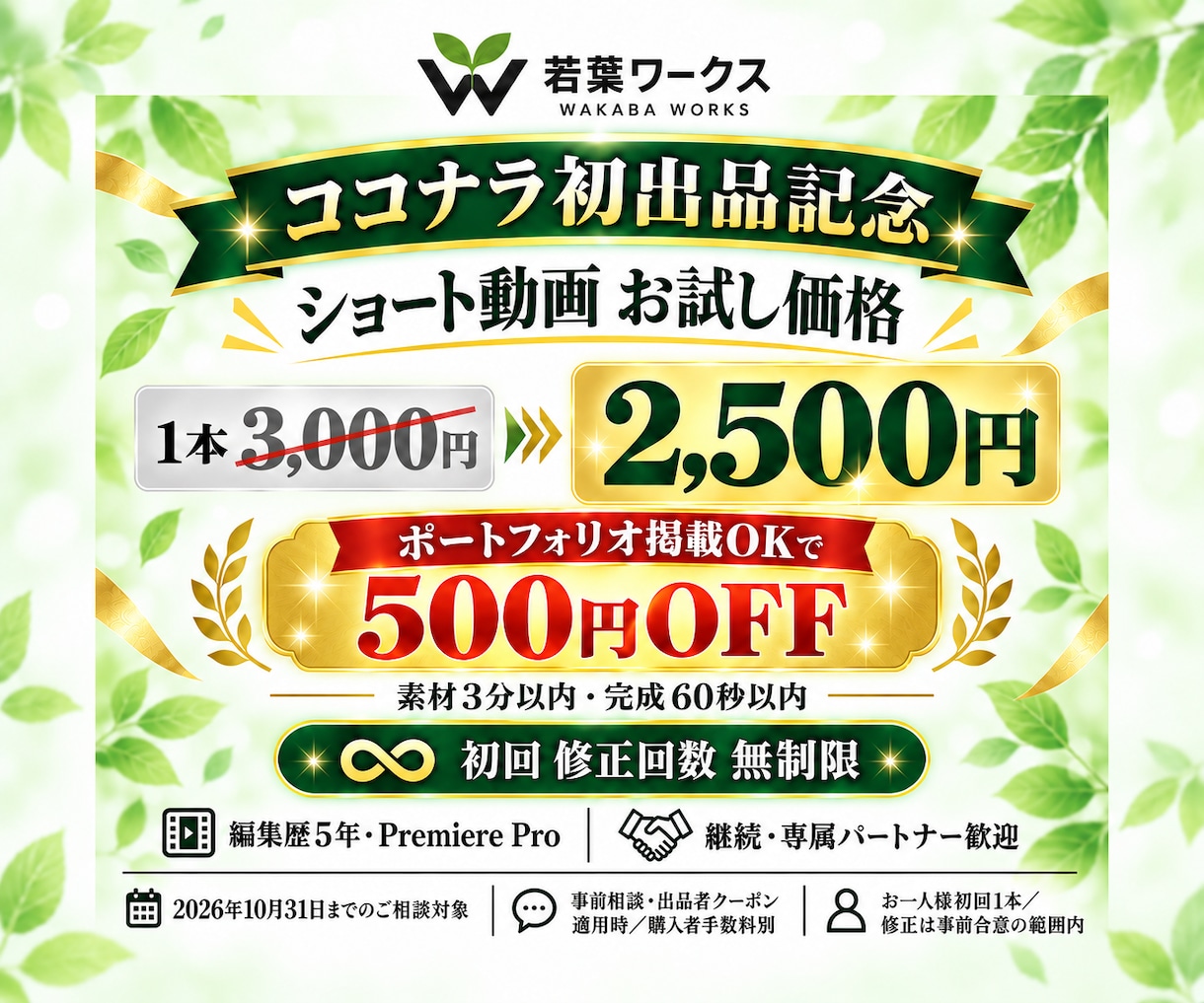 初出品記念・お試し価格で動画編集します 通常・ショート対応｜掲載OKで500円引き特典 イメージ2