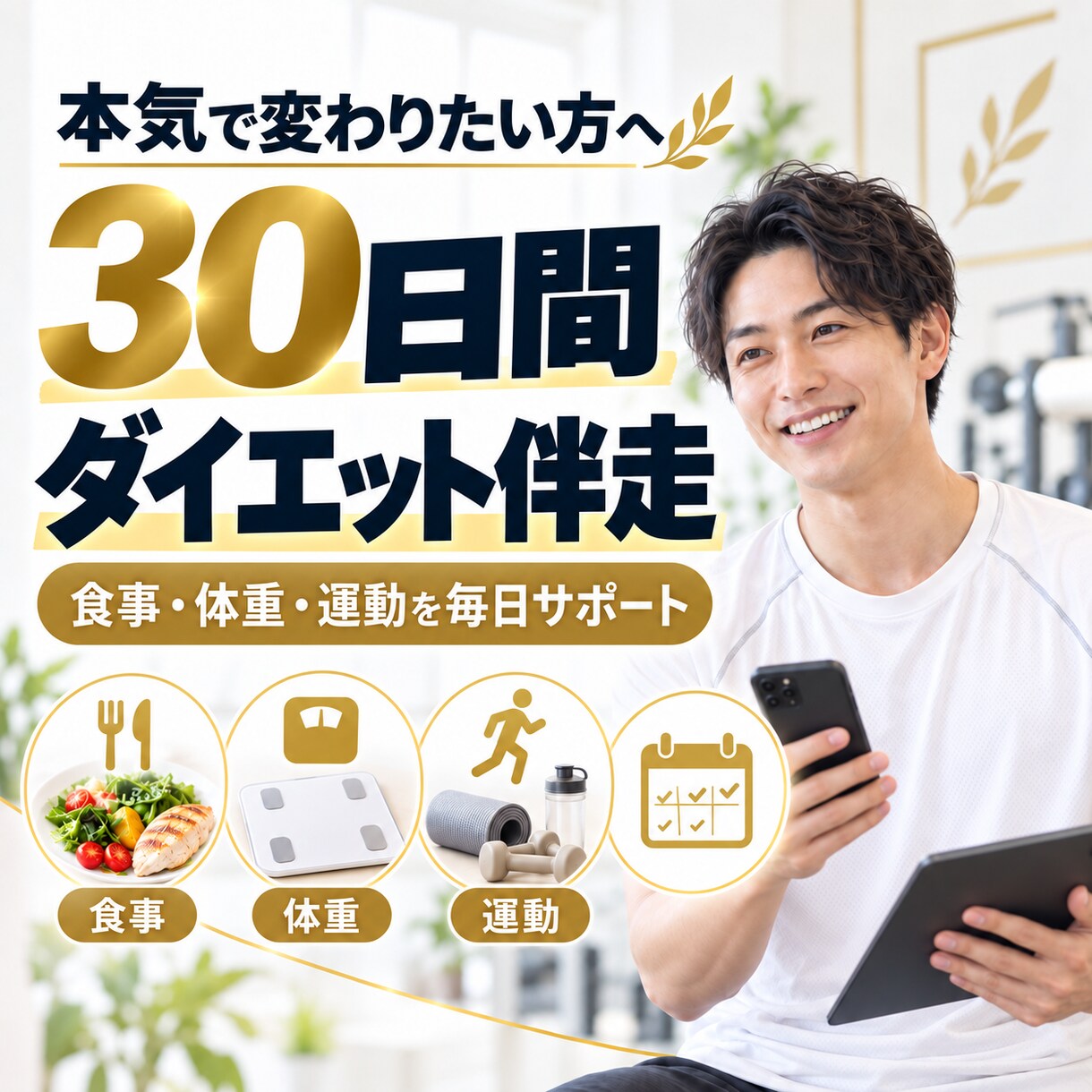 30日間あなたのダイエットを支えます 食事・体重・運動をプロが毎日サポートします イメージ1