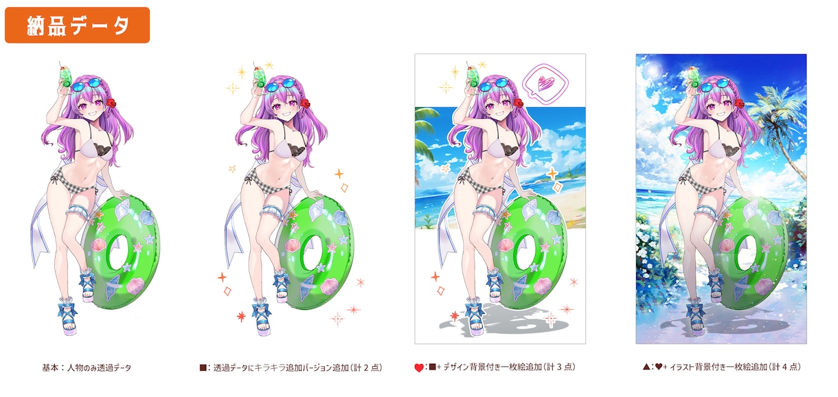 最短当日！IRIAM◎夏の水着イラスト描きます 配信にも！6種の水着から選べる◎キャラを即納でお書きします イメージ4