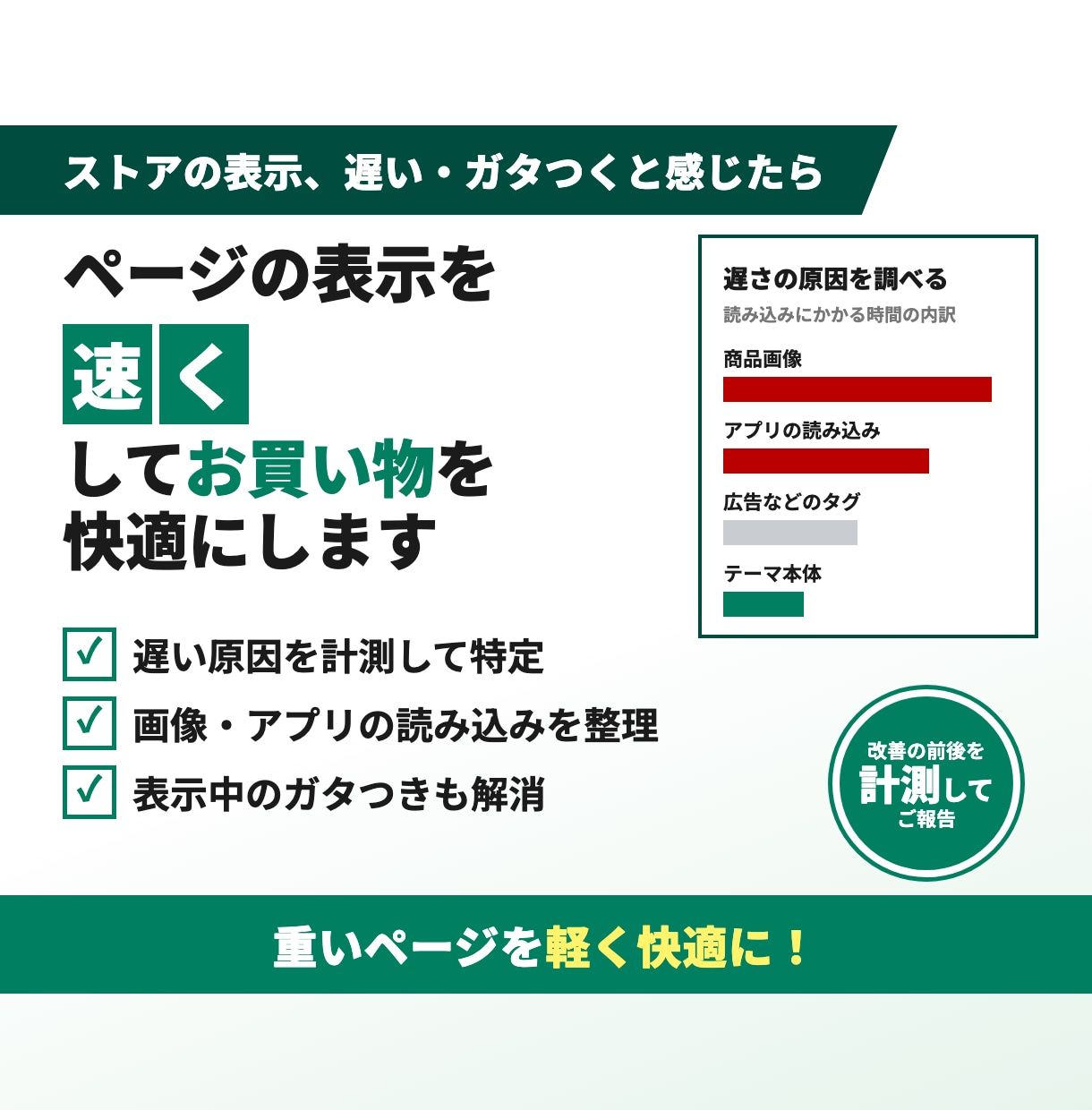 ページの表示を速くしてお買い物を快適にします 表示の遅さ・画面のガタつきの原因を調べて直します イメージ1