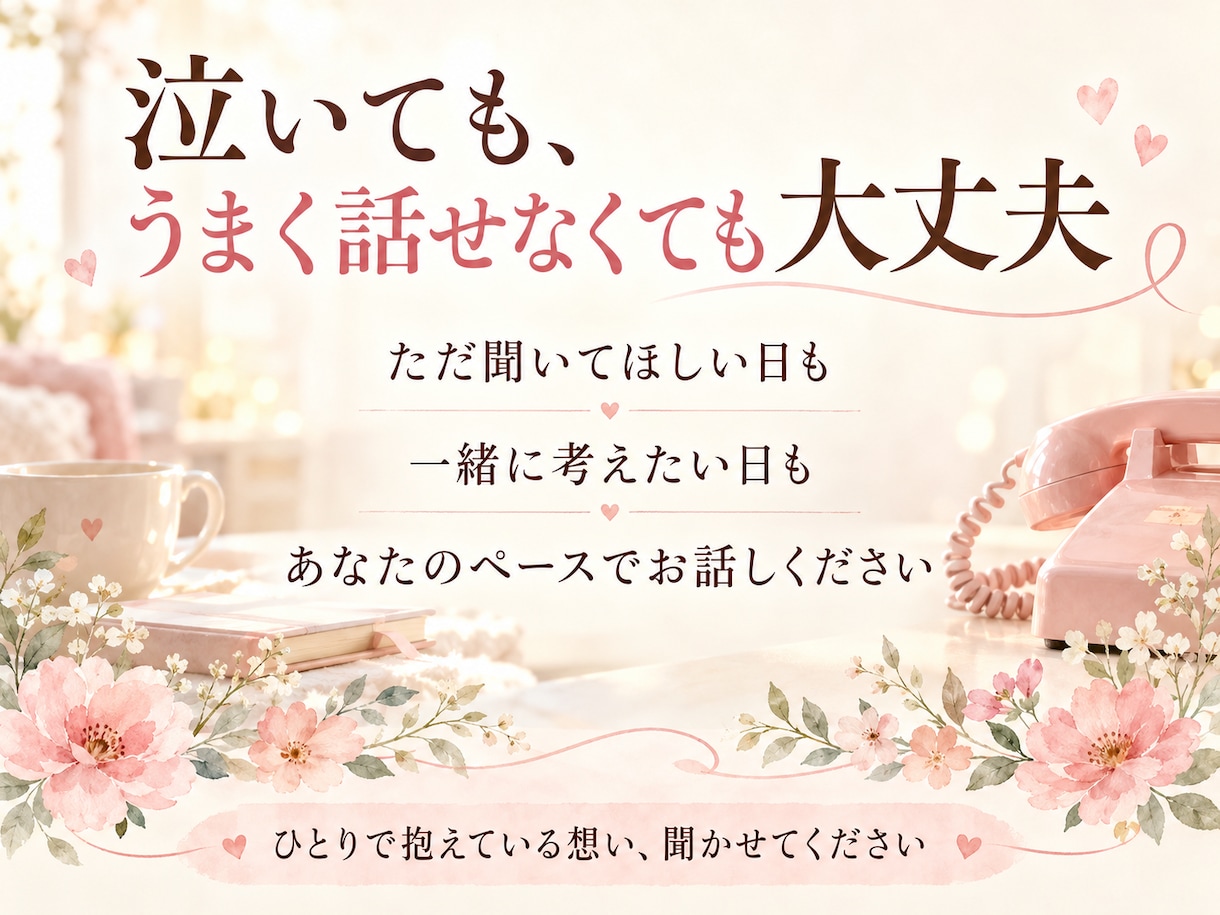 恋愛の不安寂しさ、あなたの気持ちに寄り添います 誰にも言えない思い話してみませんか？？ イメージ2