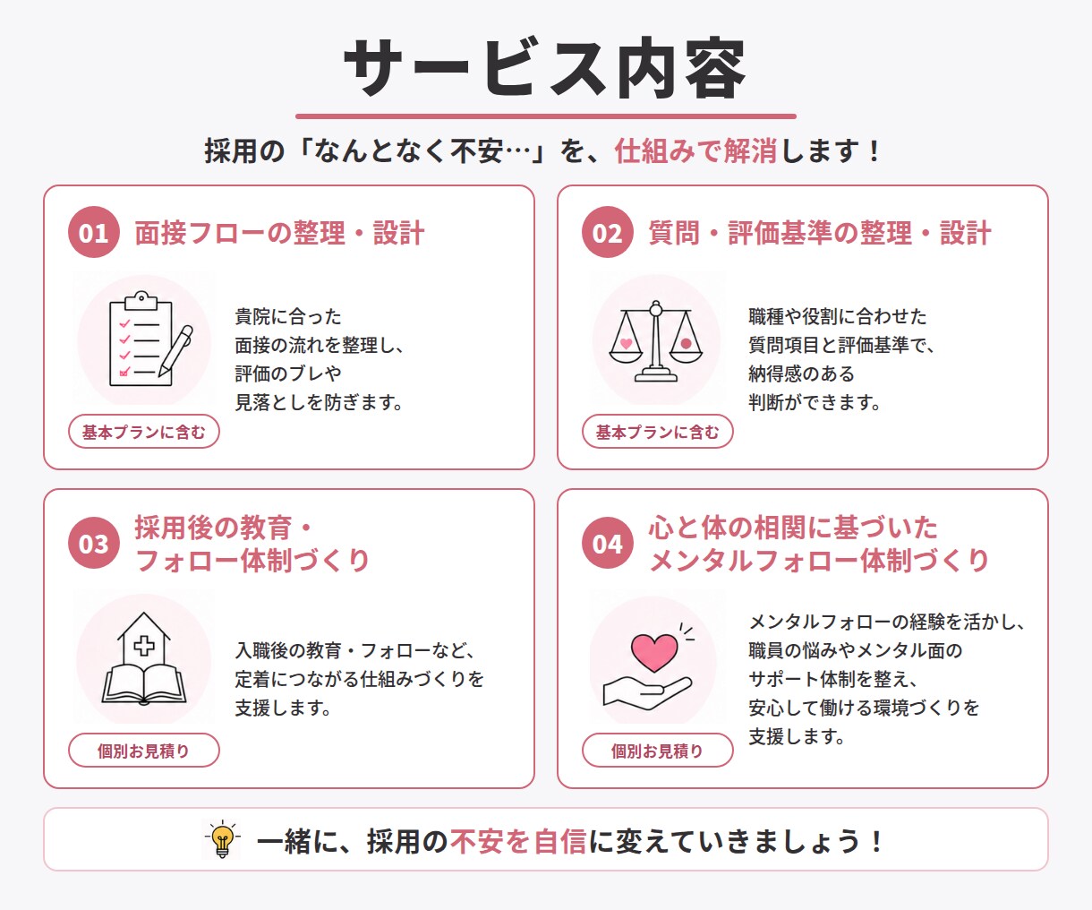 看護師採用の面接・定着をサポートします 面接設計から採用後の定着までサポート イメージ3