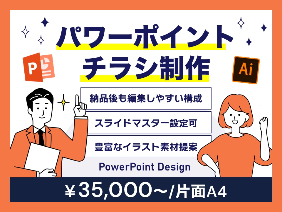パワーポイントでチラシ・パンフレットを作ります 納品後も編集可能な扱いやすいデータでデザインします！ イメージ1