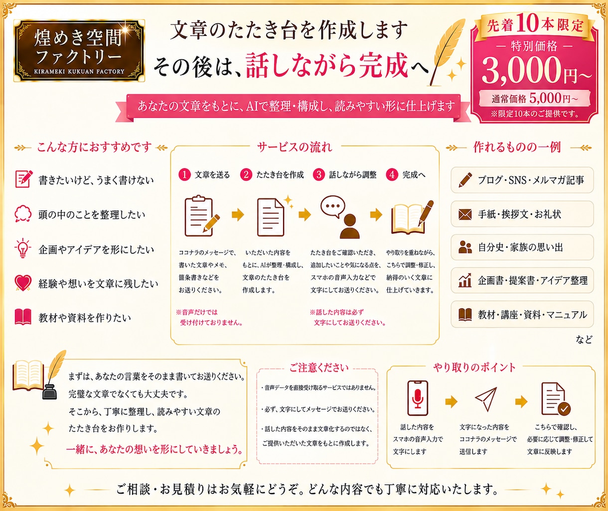 スマホの声からAIで文章・教材・企画書を制作します 話すだけで文章・教材・企画書の形に イメージ3
