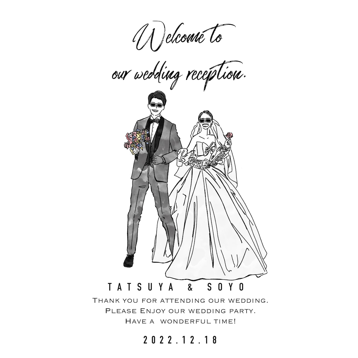 ウェルカムボード用のイラストを作成いたします 結婚式のペーパーアイテムやウェルカムボードにいかがでしょうか イメージ6