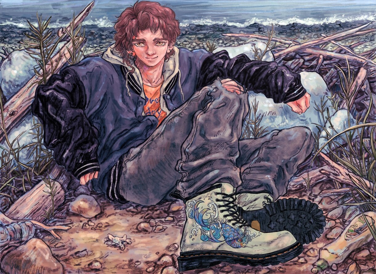 海と男性のイラスト描きます 海と男性をモチーフにしたイラスト描きます イメージ1