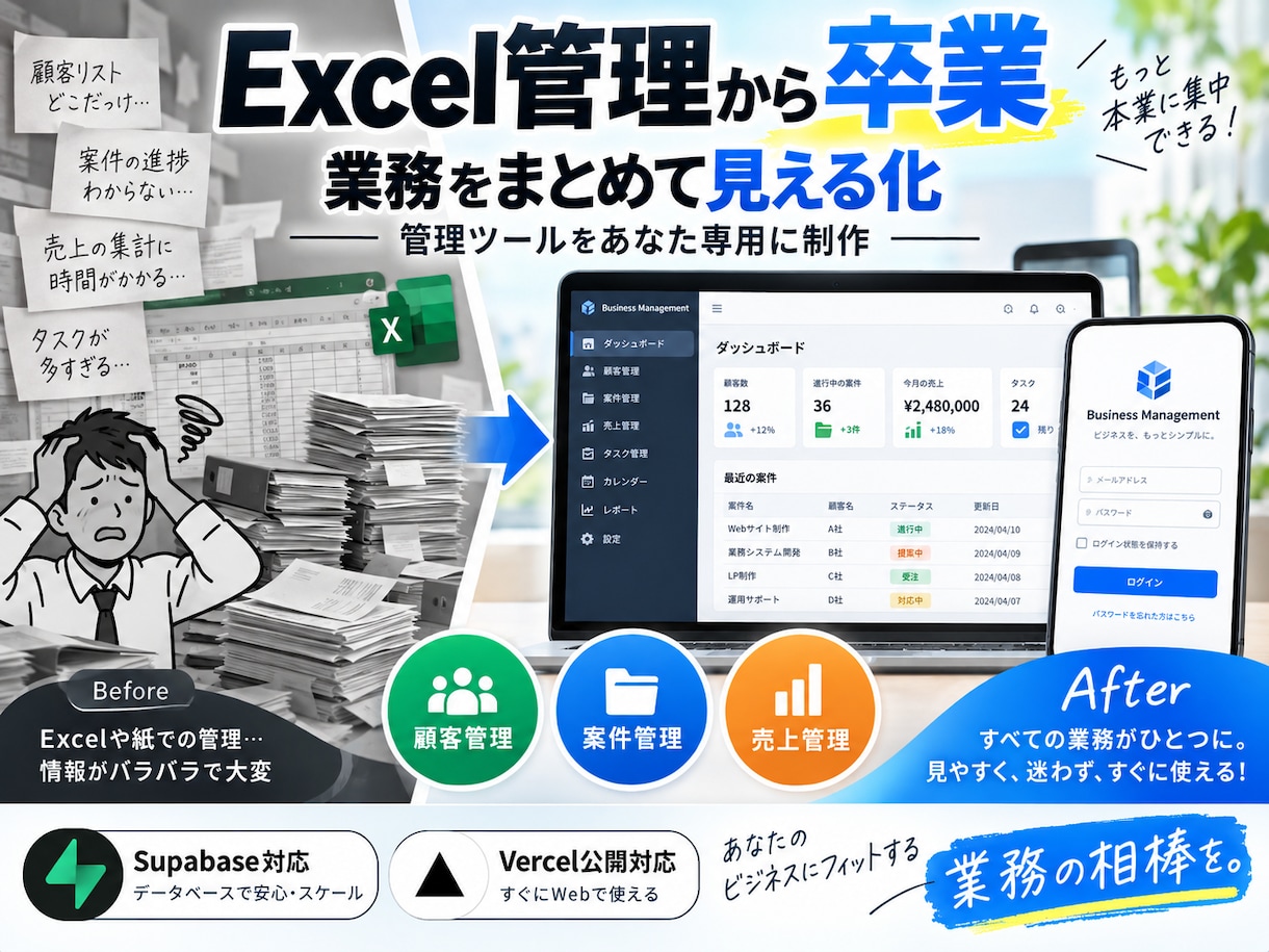 物販・EC向けの業務管理システムを制作します Excel・LINEでの外注管理から卒業。物販業務を1画面に イメージ2