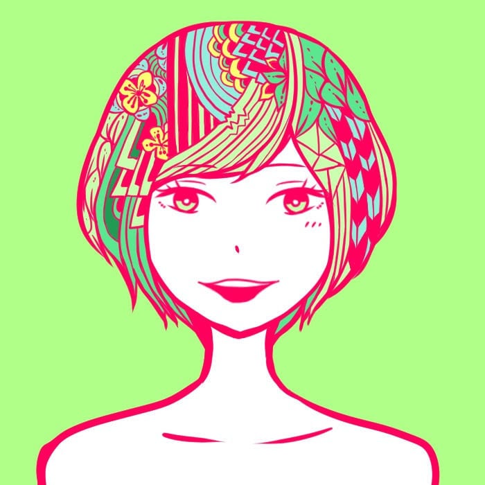 カラフル！女性の似顔絵描きます 色違いデータ合計2枚納品します イメージ5