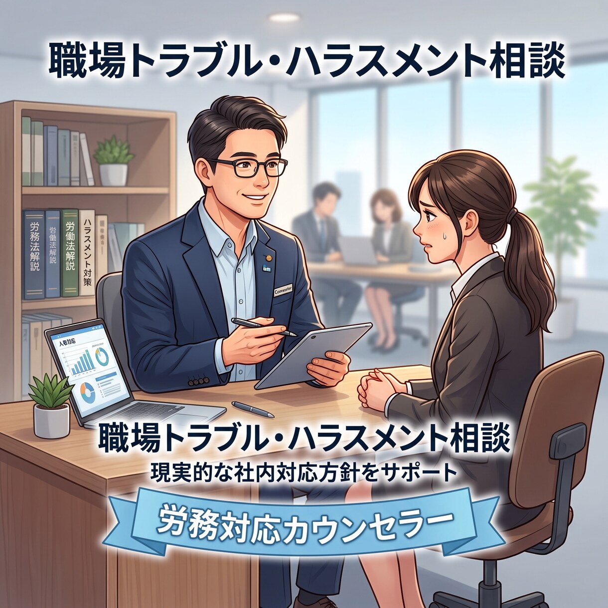 ハラスメント対応の進め方を支援します 相談者・行為者対応の進め方や社内方針まで一緒に整理します イメージ1