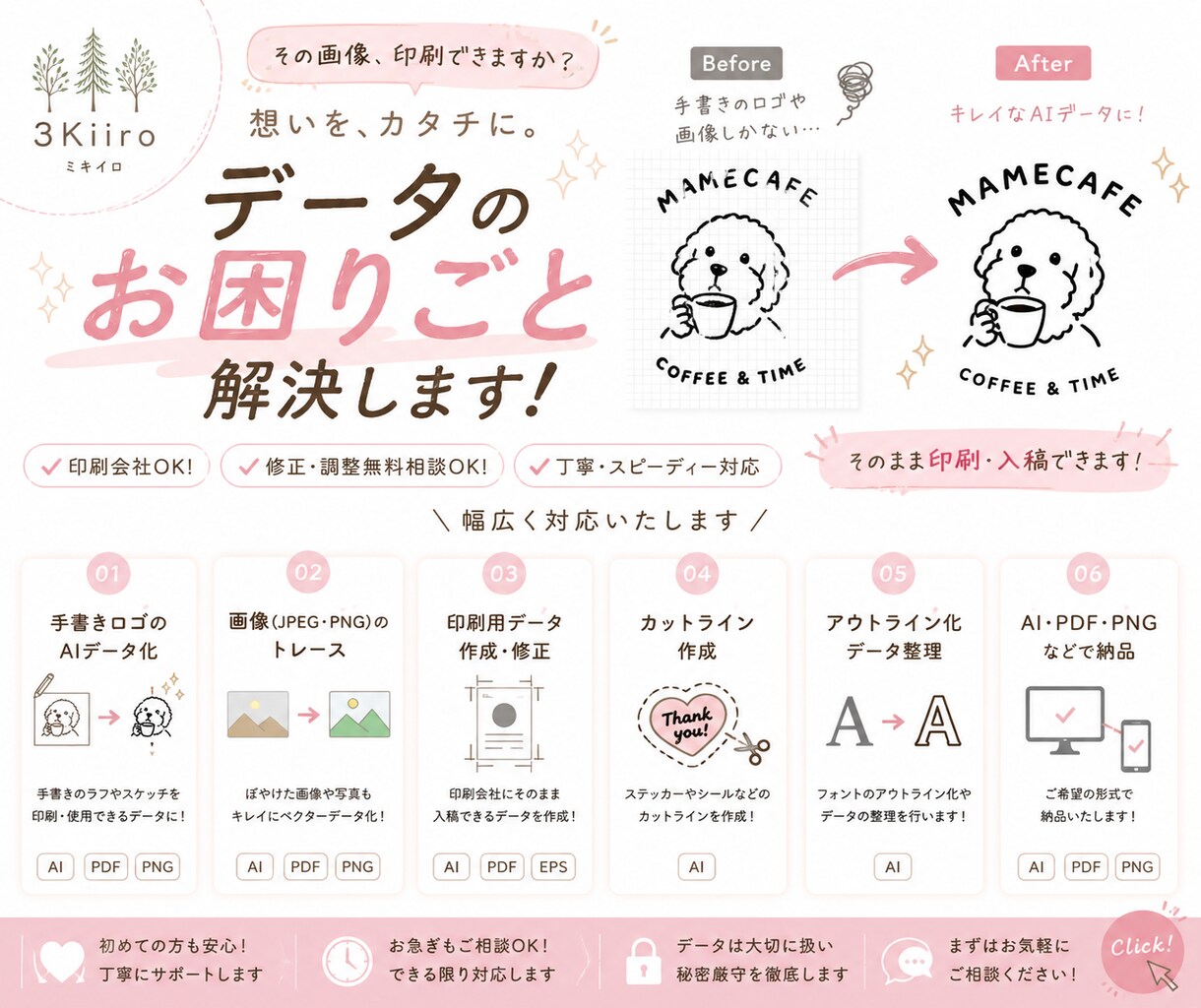 AIデータ化・トレース・入稿データを作成します 印刷会社へそのまま入稿できるデータを作成 イメージ1