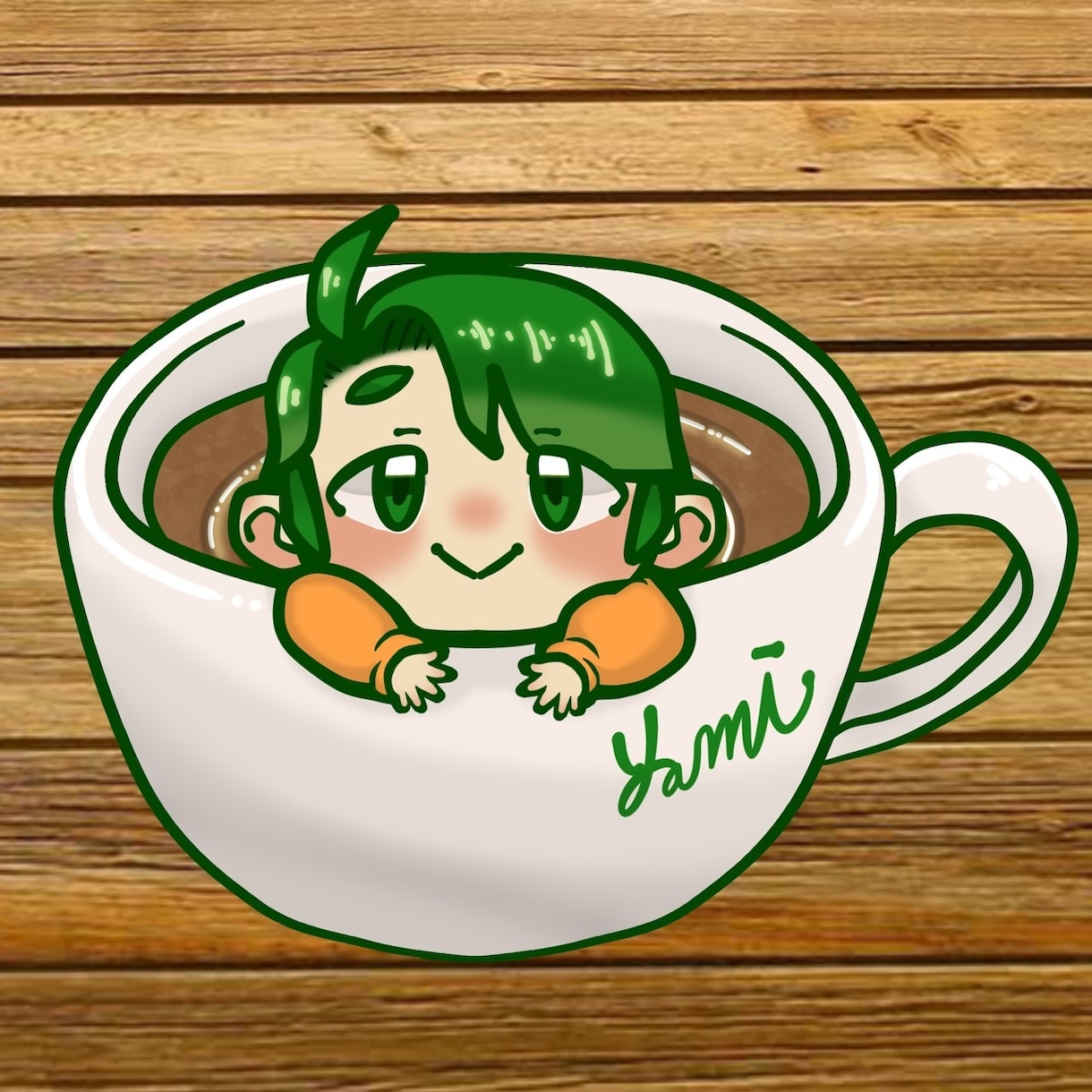 SNSのアイコン描きます 可愛いミニキャラがコーヒーカップに入ったアイコンにしませんか イメージ2