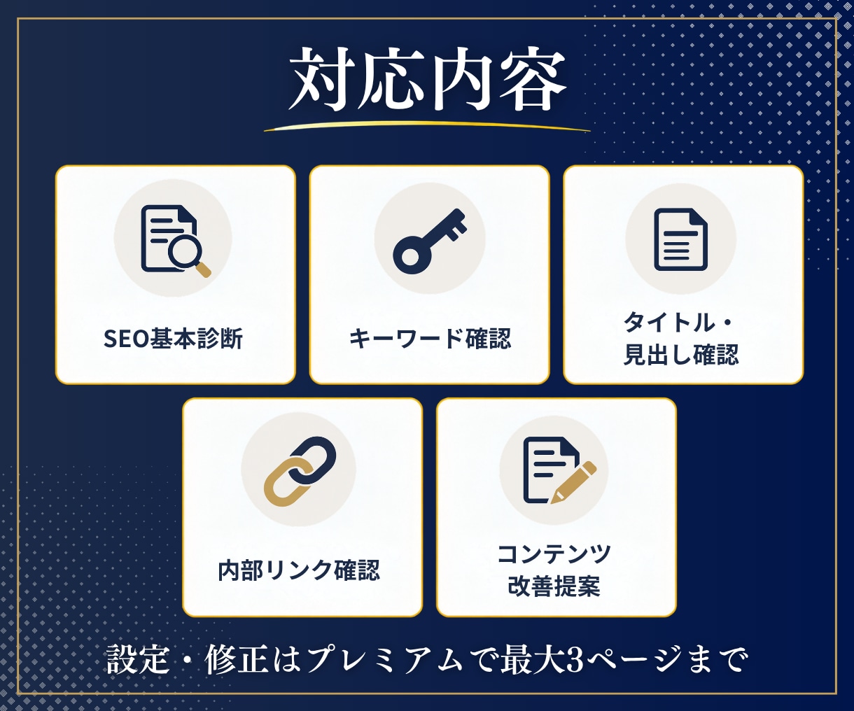 SEO診断・内部対策で改善点を整理します SEOの現状確認から改善提案・設定修正まで丁寧に対応します イメージ2
