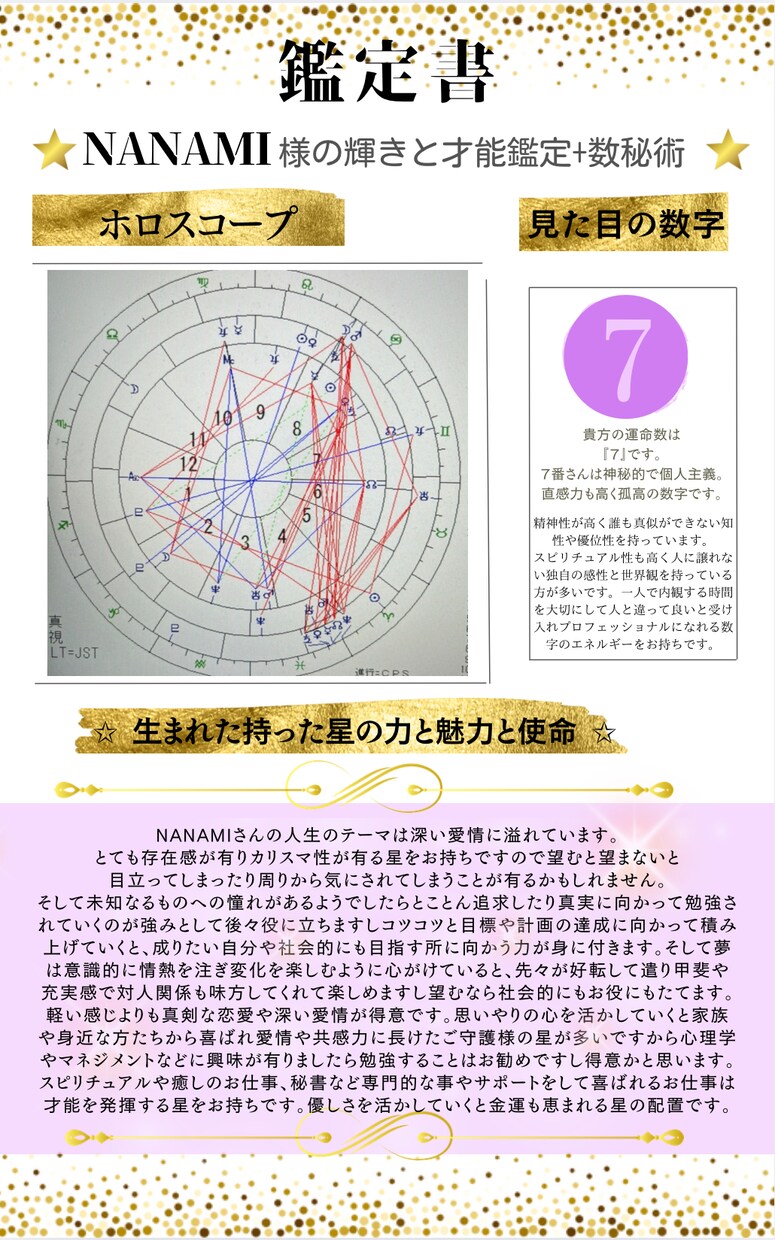 占い☪️占星術｜ホロスコープ本物の3重円で占います 【貴方だけの才能と金運.開運エネルギー.未来を鑑定します】 イメージ5
