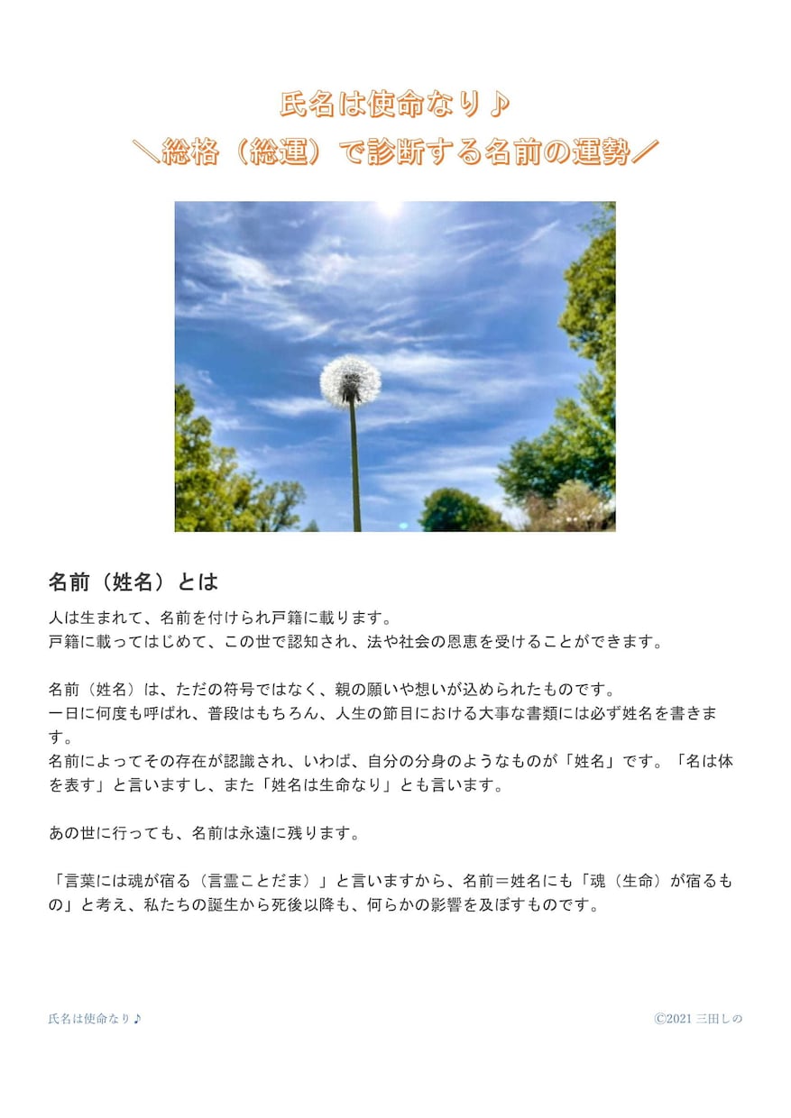 名前占いを用いたコミュニケーションの資料提供します エステ、サロン、接客業のお客様との会話のつかみに使えます イメージ2