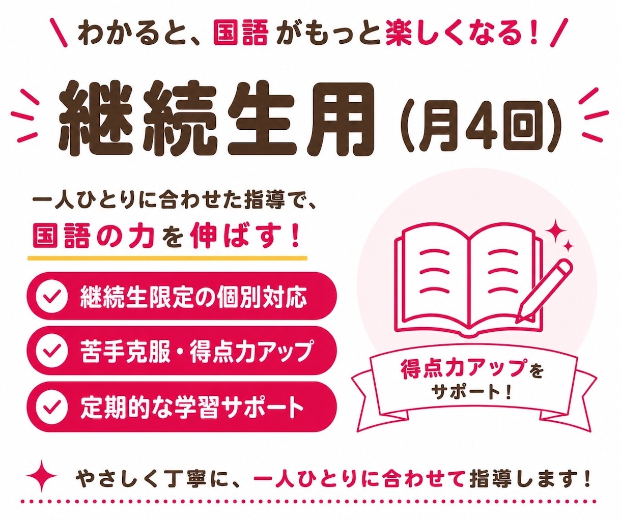 継続生用(月4回)国語のオンライン家庭教師をします 楽しく学んで、国語が得意になる！ イメージ1
