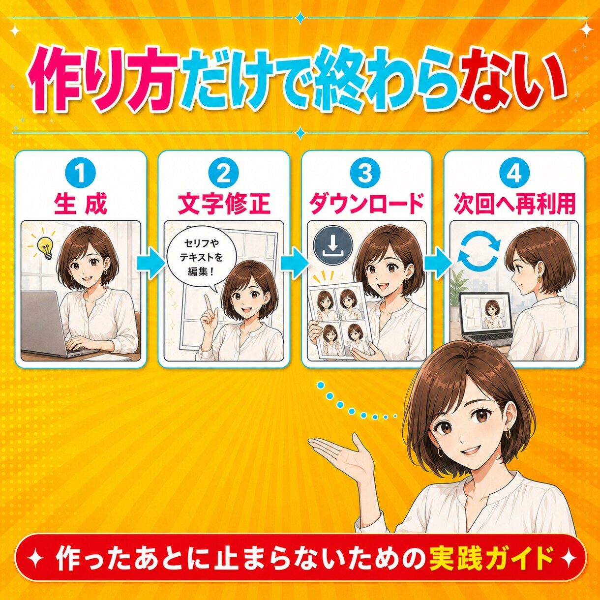 初心者が原稿からAI漫画自動作成ガイド提供します SNS・LP・Kindle・幅広く使えるテンプレ丸ごと収録 イメージ3